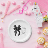 Zwarte Boog Zij Knoopt de Knoop Bruids douche Papieren Bordje (Feest)