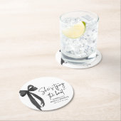 Zwarte Boog Zij Knoopt de Knoop Bruids douche Ronde Kartonnen Onderzetter (Insitu)