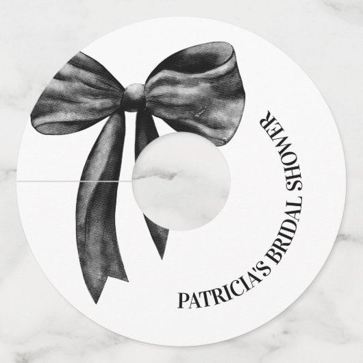 Zwarte Boog Zij Knoopt de Knoop Bruidsmeisjesfeest Wijnglaslabel (Voorkant)