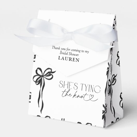 Zwarte Boog Zij Knoopte De Knoop Bruidsfeestje Bedankdoosjes (Voorkant Zijde)