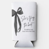 Zwarte Boog Zij Krijgt De Knoop Bachelorette Seltzer Blikjeskoeler (Voorkant)