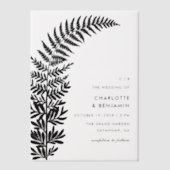 Zwarte boogvaren moderne minimalistische bruiloft vellum uitnodigingen (Voorkant)