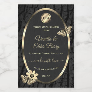 Zwarte-Boom Bark Hout Goud Etiket Logo