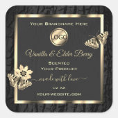 Zwarte-Boom Bark Hout Goud Etiket Logo (Voorkant)