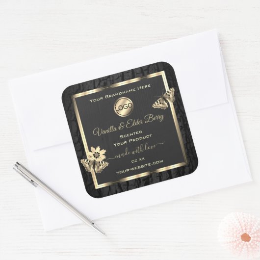 Zwarte-Boom Bark Hout Goud Etiket Logo (Envelop)