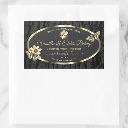 Zwarte-Boom Bark Hout Goud Etiket Logo (Tas)