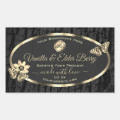 Zwarte-Boom Bark Hout Goud Etiket Logo (Voorkant)