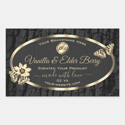 Zwarte-Boom Bark Hout Goud Etiket Logo (Voorkant)