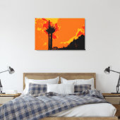 Zwarte boom boven Oranje hemel Abstracte kunst sch Canvas Afdruk (Insitu (Slaapkamer))