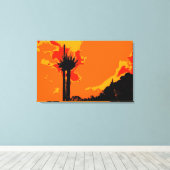 Zwarte boom boven Oranje hemel Abstracte kunst sch Canvas Afdruk (Insitu (Houten vloer))