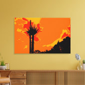 Zwarte boom boven Oranje hemel Abstracte kunst sch Canvas Afdruk (Insitu (Woonkamer))