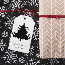 Zwarte Boom Kerstcadeau Labels Cadeaulabel