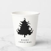 Zwarte Boom Kerstmis Papieren Bekers (Voorkant)