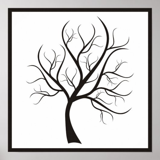 Zwarte Boom Op Witte Poster (Voorkant)