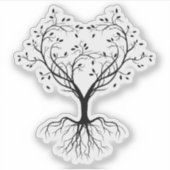 Zwarte Boom van het leven hart waterfles Sticker (Voorkant)