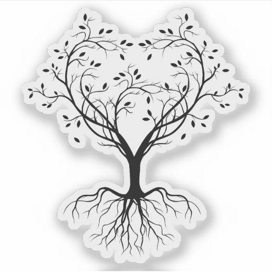 Zwarte Boom van het leven hart waterfles Sticker (Voorkant)