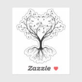 Zwarte Boom van het leven hart waterfles Sticker (Vel)