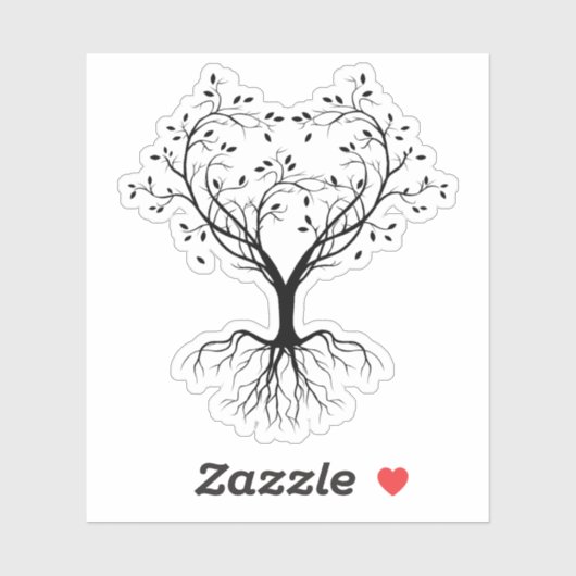 Zwarte Boom van het leven hart waterfles Sticker (Vel)
