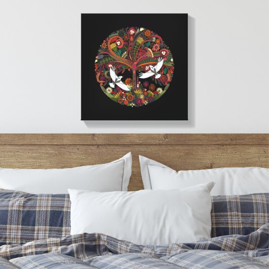 zwarte boom van leven canvas afdruk (Insitu (Slaapkamer))