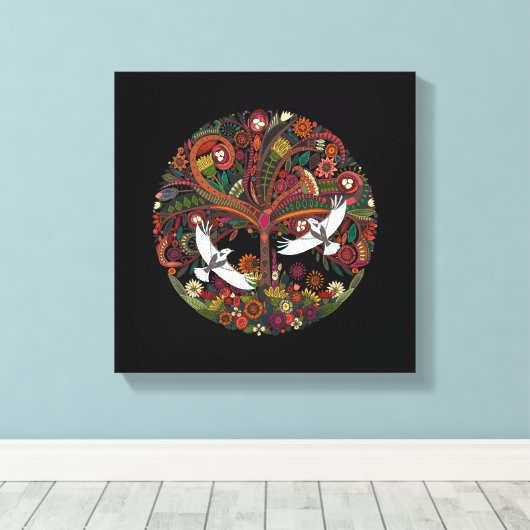 zwarte boom van leven canvas afdruk (Insitu (Houten vloer))