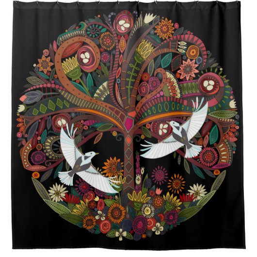 zwarte boom van leven douchegordijn (Voorkant)