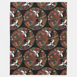 zwarte boom van leven fleece deken