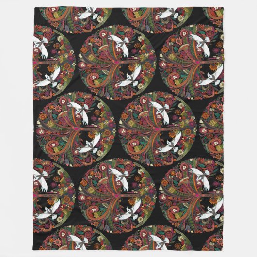 zwarte boom van leven fleece deken (Voorkant)