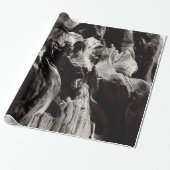 Zwarte boomrand cadeaupapier (Uitgerold)