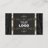 Zwarte boomschors Hout Goud  rand Logo Visitekaartje (Voorkant)