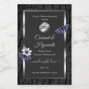 Zwarte Boomstam Zilveren Frame Productlabels Logo Voedselcontainer Etiket