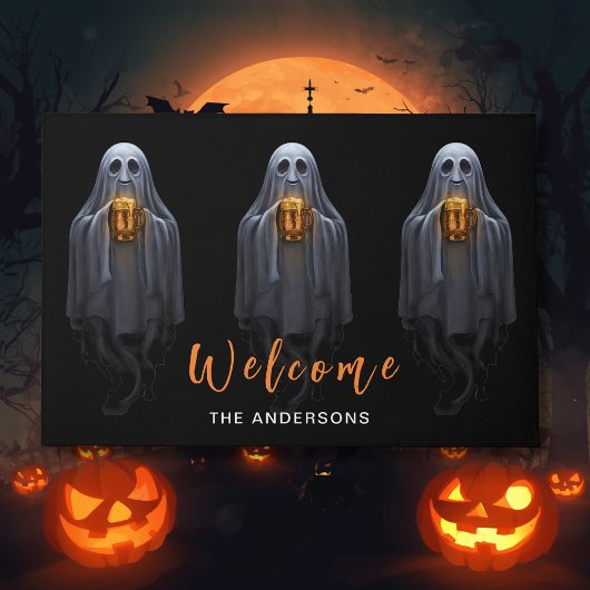 Zwarte Boos & Brews Geest Halloween Deurmat
