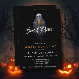 Zwarte Boos & Brews Geest Halloween Kaart