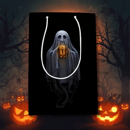 Zwarte Boos & Brews Geest Halloween Medium Cadeauzakje