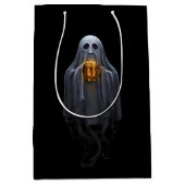 Zwarte Boos & Brews Geest Halloween Medium Cadeauzakje (Voorkant)
