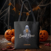 Zwarte Boos & Brews Geest Halloween Tote Bag