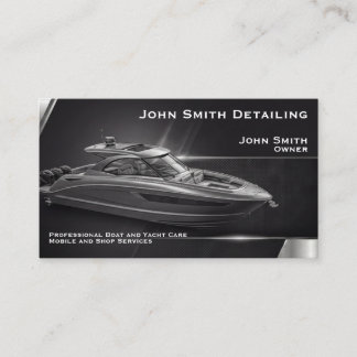 Zwarte Boot Jacht Detailing Wassen Reparatie Visitekaartje