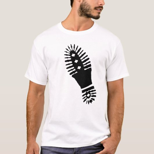 Zwarte Bootprint (groot) T-shirt (Voorkant)