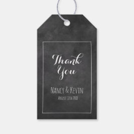 Zwarte-bord bruiloft bedankt voor cadeaubonnen lab cadeaulabel