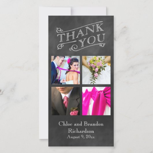 Zwarte Bord Collage Dank Je Foto Kaart (Voorkant)