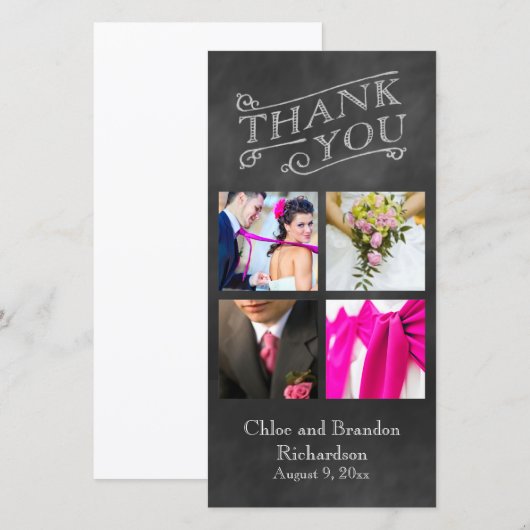 Zwarte Bord Collage Dank Je Foto Kaart (Voorkant / Achterkant)