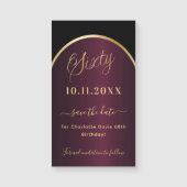 Zwarte bordeaux 60e verjaardag Save the Date magne (Voorkant)