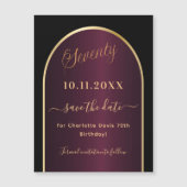 Zwarte bordeaux 70e verjaardag Save the Date magne (Voorkant)