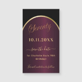 Zwarte bordeaux 70e verjaardag Save the Date magne (Voorkant)