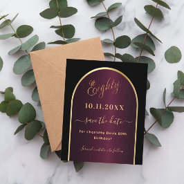 Zwarte bordeaux 80e verjaardag save the date kaart