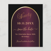 Zwarte bordeaux 90ste verjaardag budget save the d flyer (Voorkant)