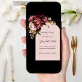 Zwarte bordeaux roze moody boog bruiloft save the date