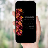 Zwarte bordeaux roze sinaasappel moody bruiloft kaart