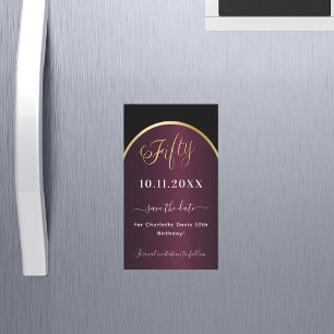 Zwarte bordeauxkleurige uitnodigingsmagneet voor 5