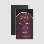 Zwarte bordeauxkleurige uitnodigingsmagneet voor 5 (Voorkant / Achterkant)