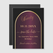 Zwarte bordeauxrode 90e verjaardag Save the Date m (Voorkant / Achterkant)